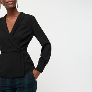 J. crew draped faux wrap top 6 black NWT